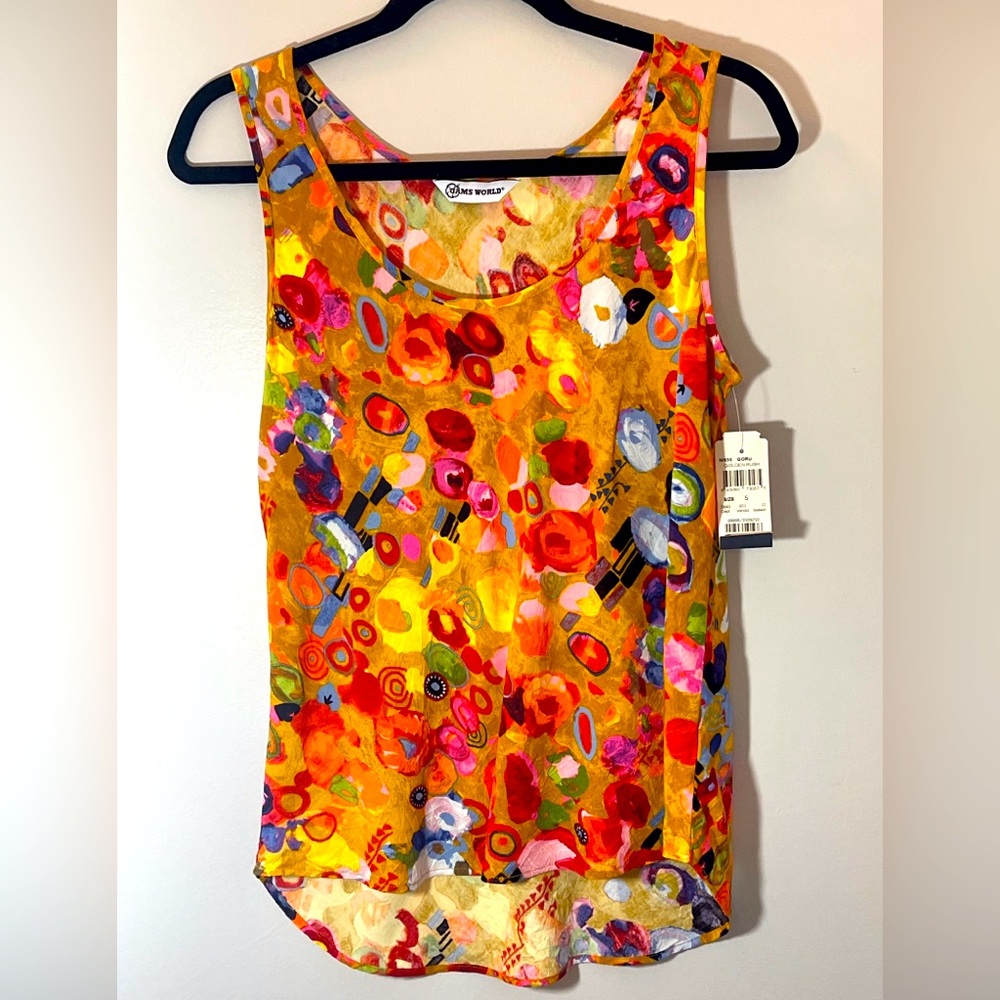 NWT Jams World “Gold Rush” Sleeveless Hawaii Shirt Womens Small NEW W TAGS